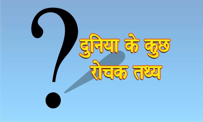 दुनिया के कुछ अनसुने रोचक तथ्य 