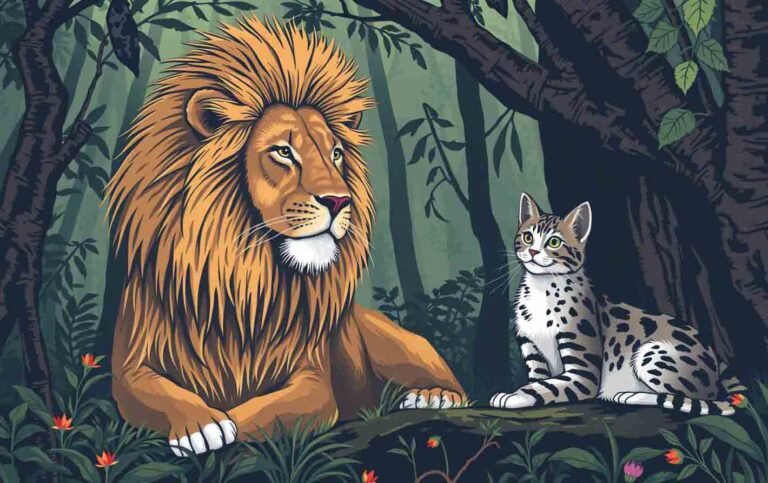 शेर और बिल्ली की कहानी Story of Lion and Cat